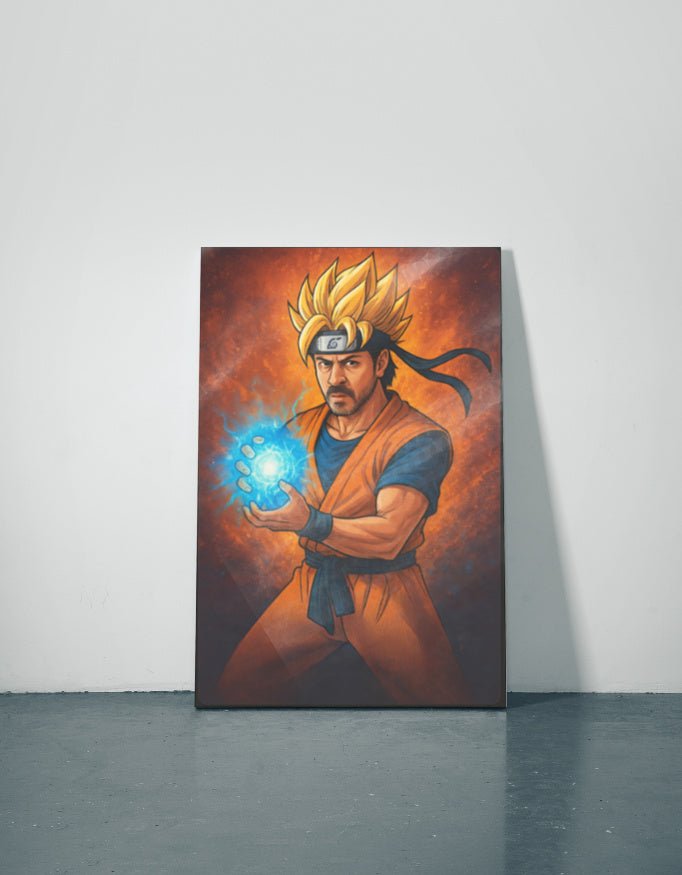 Shah Rukh Khan x Goku Metal Poster | Bollywood x Anime Premium Wall Art - Armbh