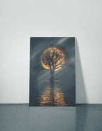 Single Tree in Front of the Moon Metal Poster | Minimal Nature Wall Art - Armbh